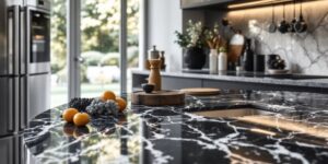 Modern kitchen with elegant Silestone countertops.